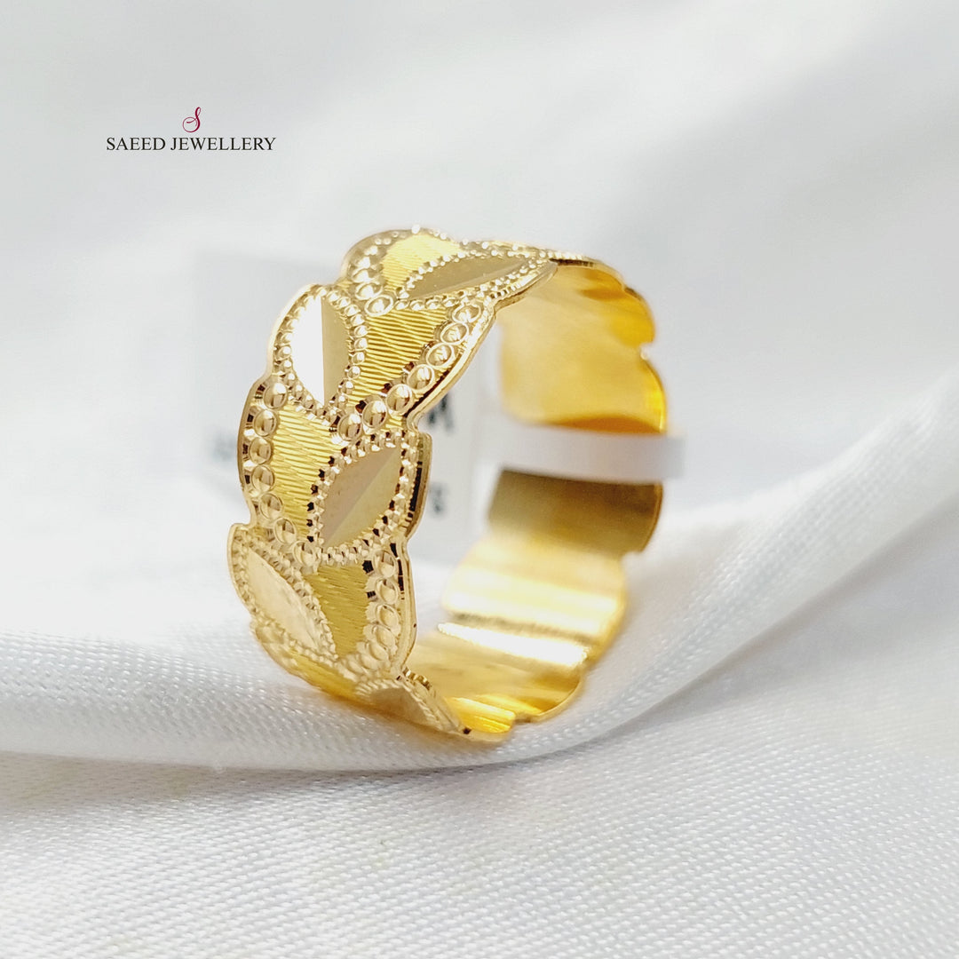 Leaf CNC Wedding Ring  Made Of 21K Yellow Gold by Saeed Jewelry-30576