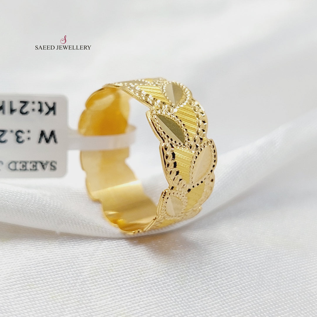 Leaf CNC Wedding Ring  Made Of 21K Yellow Gold by Saeed Jewelry-30576
