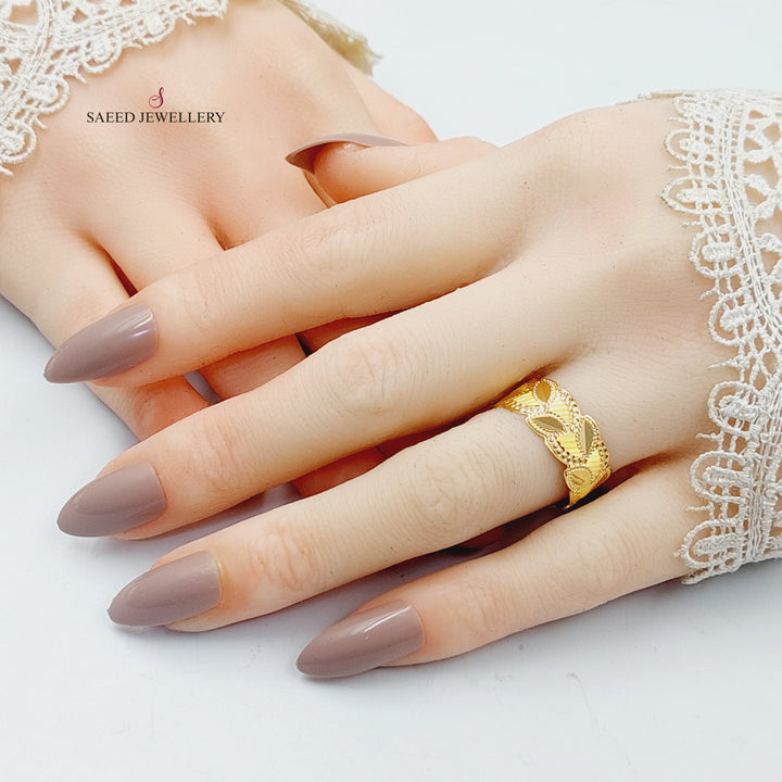 Leaf CNC Wedding Ring  Made Of 21K Yellow Gold by Saeed Jewelry-30576