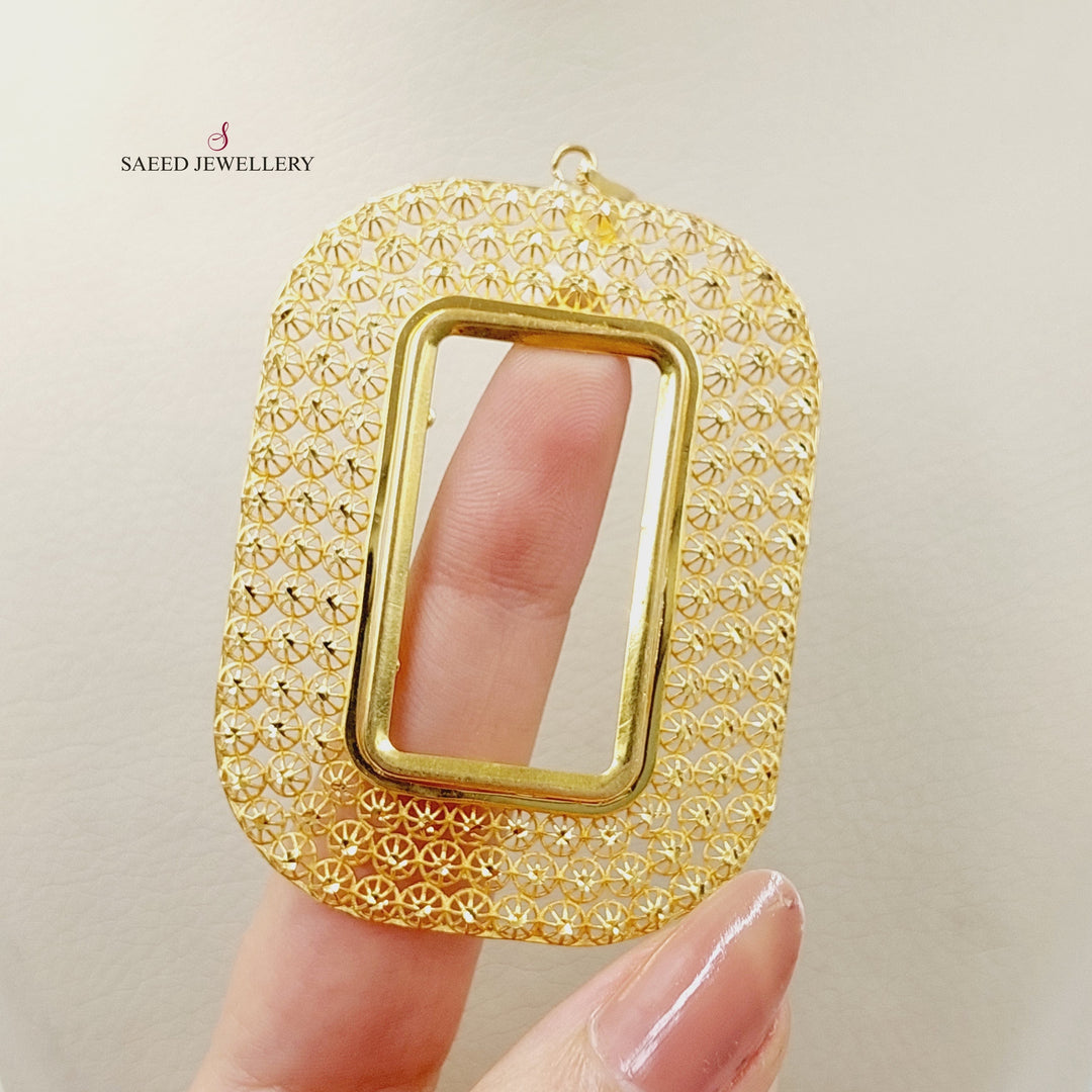 Ounce Frame Pendant  Made of 21K Yellow Gold by Saeed Jewelry-21k-frame-pendant-31206