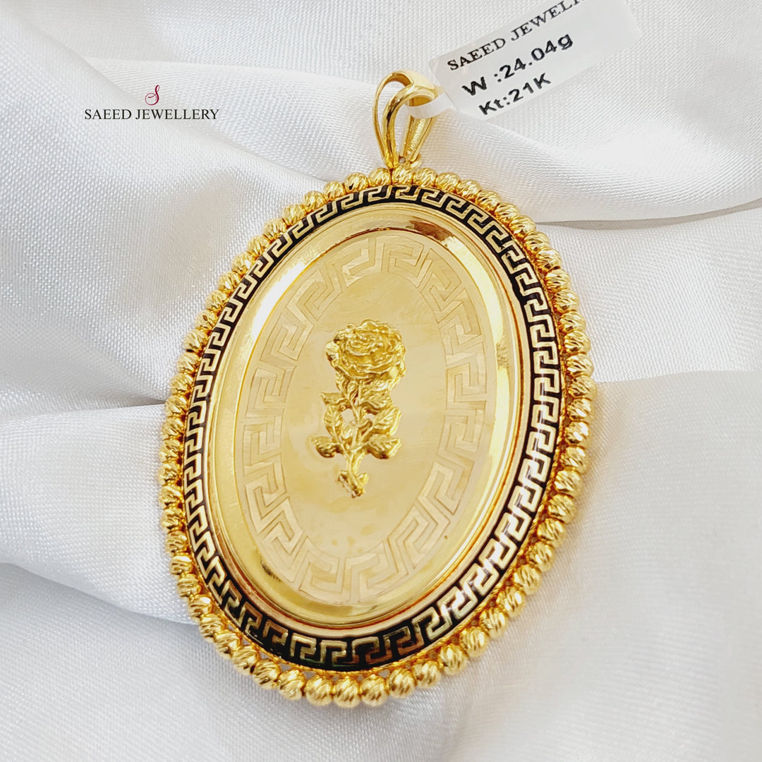 Ounce Rose Pendant  Made of 21K Yellow Gold by Saeed Jewelry-30942