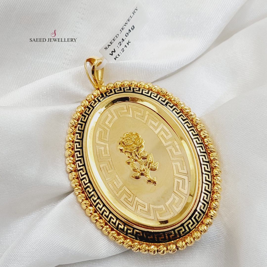 Ounce Rose Pendant  Made of 21K Yellow Gold by Saeed Jewelry-30942