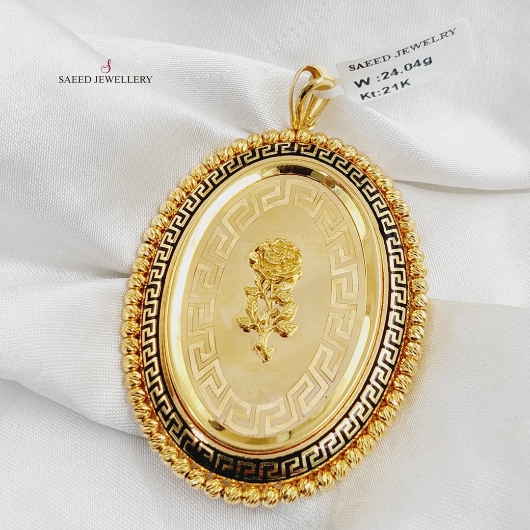 Ounce Rose Pendant  Made of 21K Yellow Gold by Saeed Jewelry-30942