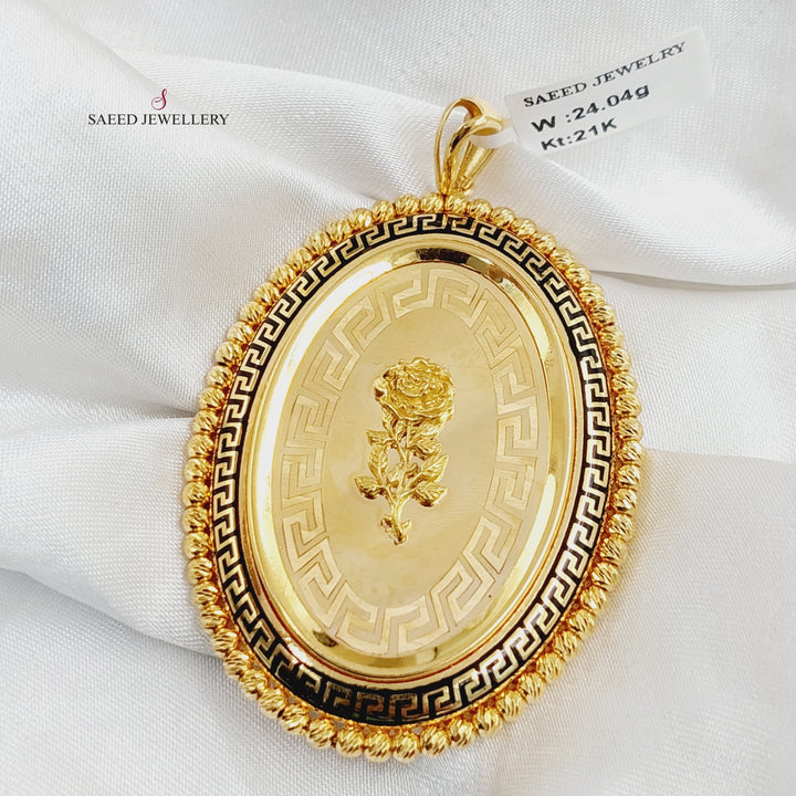 Ounce Rose Pendant  Made of 21K Yellow Gold by Saeed Jewelry-30942