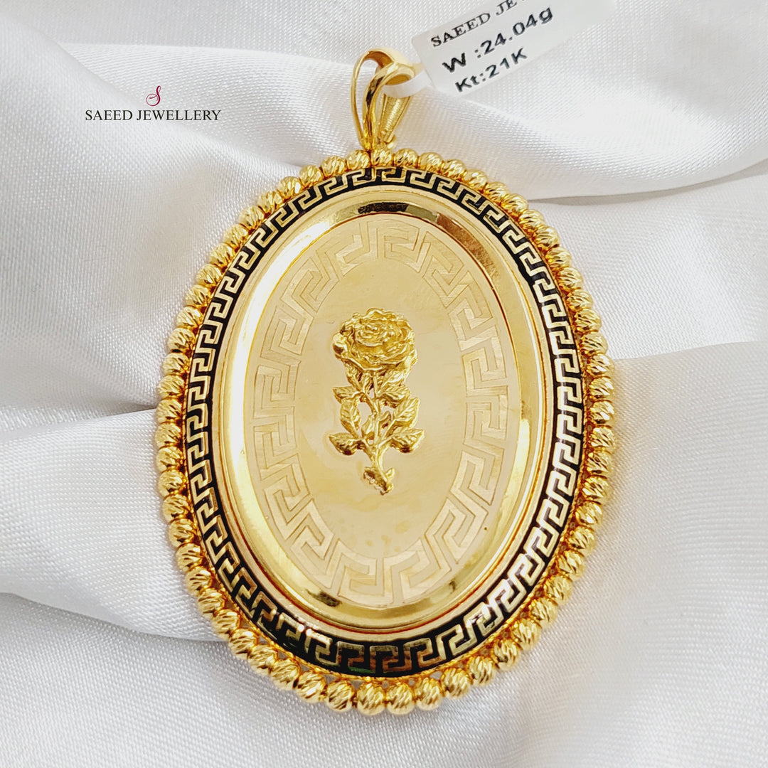 Ounce Rose Pendant  Made of 21K Yellow Gold by Saeed Jewelry-30942