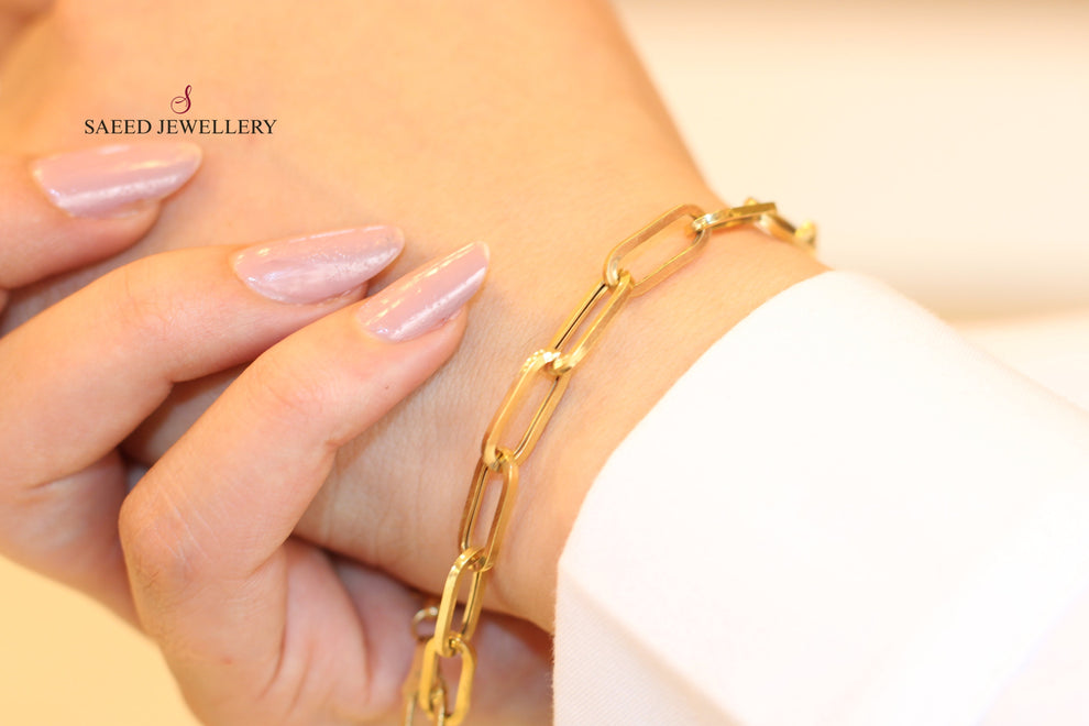 Paperclip Bracelet Made Of 21K Yellow Gold by Saeed Jewelry-28410