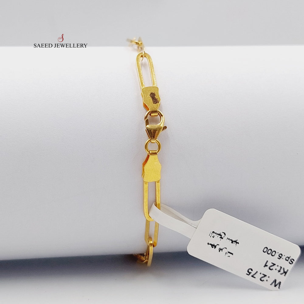 Paperclip Bracelet  Made Of 21K Yellow Gold by Saeed Jewelry-28981