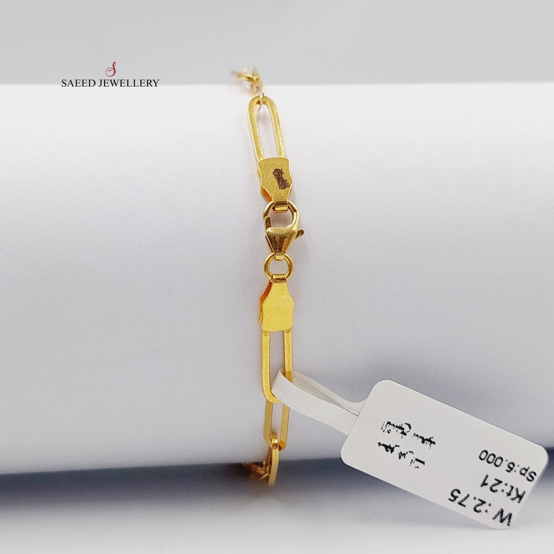 Paperclip Bracelet  Made Of 21K Yellow Gold by Saeed Jewelry-28981