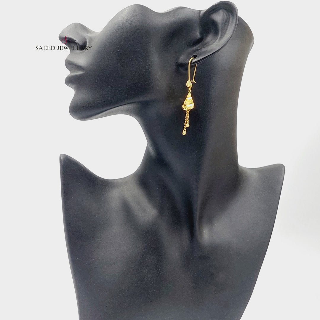 Rashadi Bell Earrings  Made Of 21K Yellow Gold by Saeed Jewelry-30386