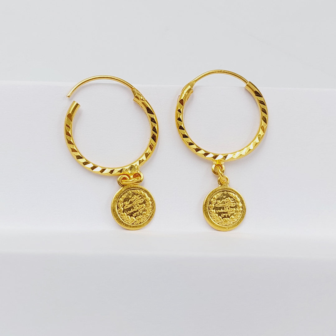 Rashadi Hoop Earrings  Made Of 21K Yellow Gold by Saeed Jewelry-30190