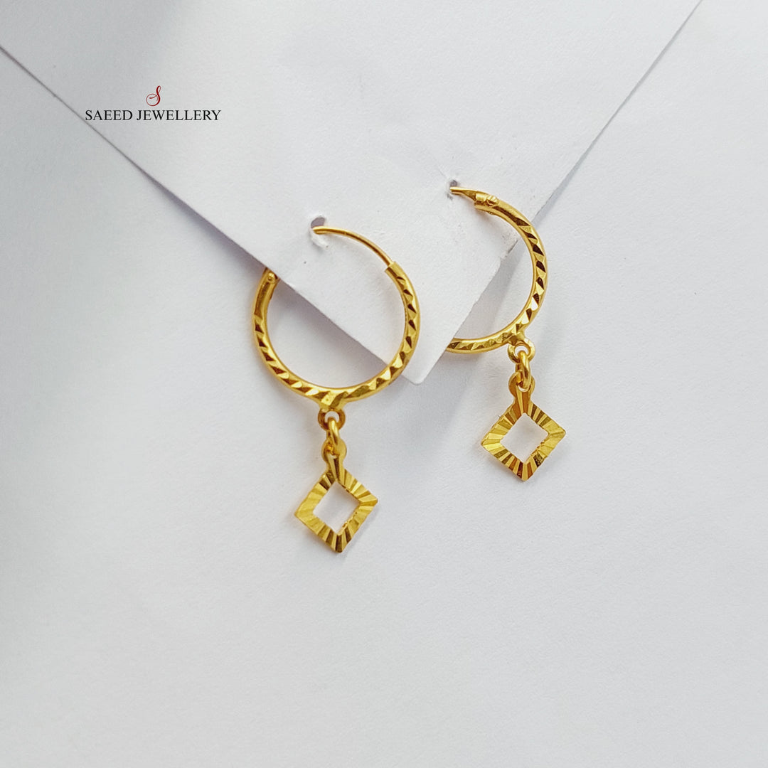 Rhombus Earrings  Made Of 21K Yellow Gold by Saeed Jewelry-29137