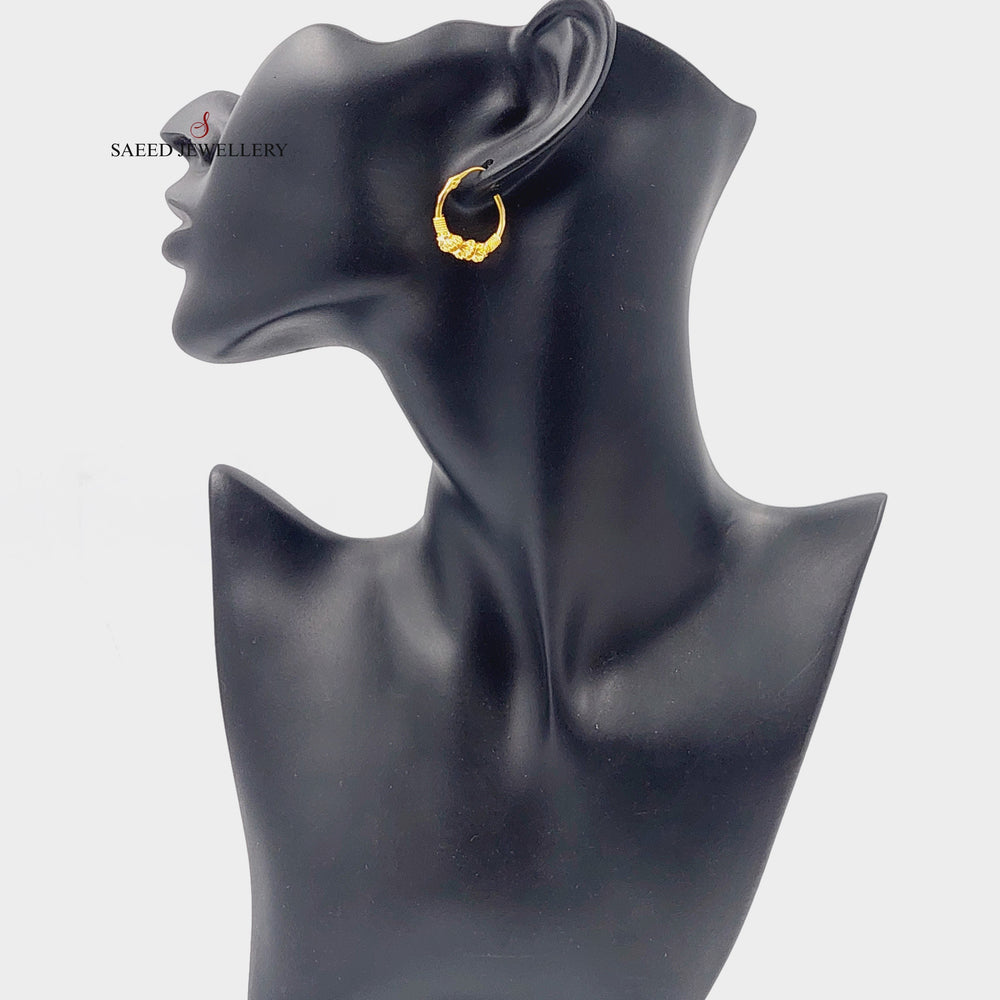 Rope Hoop Earrings  Made Of 21K Yellow Gold by Saeed Jewelry-29025