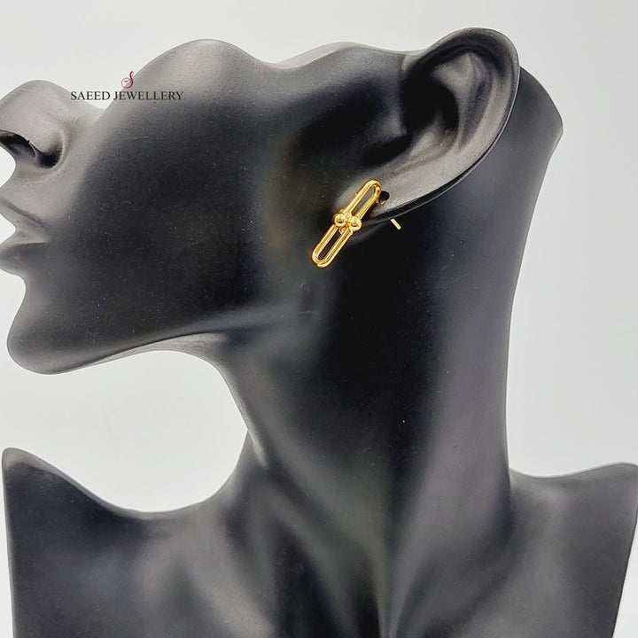 Screw Paperclip Earrings  Made Of 21K Yellow Gold by Saeed Jewelry-30699