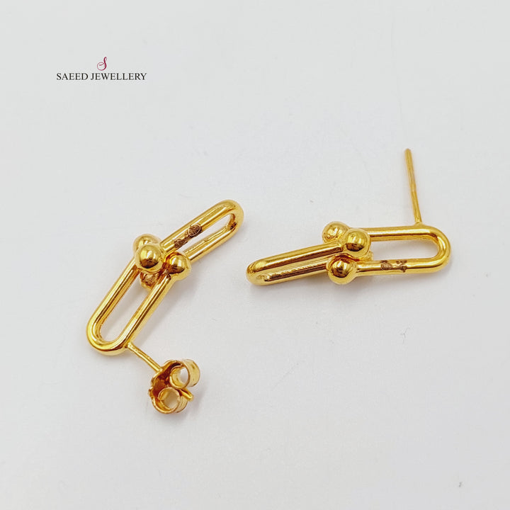 Screw Paperclip Earrings  Made Of 21K Yellow Gold by Saeed Jewelry-30699