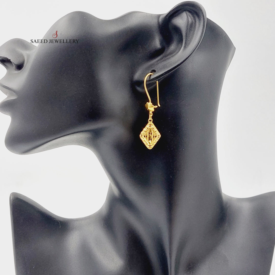 Shankle Rhombus Earrings  Made Of 21K Yellow Gold by Saeed Jewelry-28996