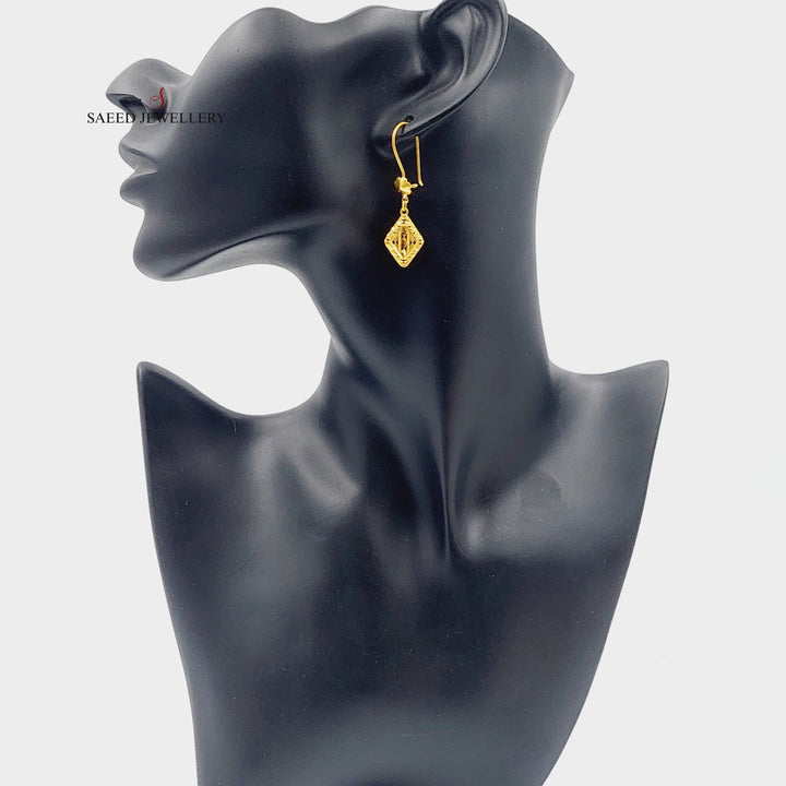 Shankle Rhombus Earrings  Made Of 21K Yellow Gold by Saeed Jewelry-28996