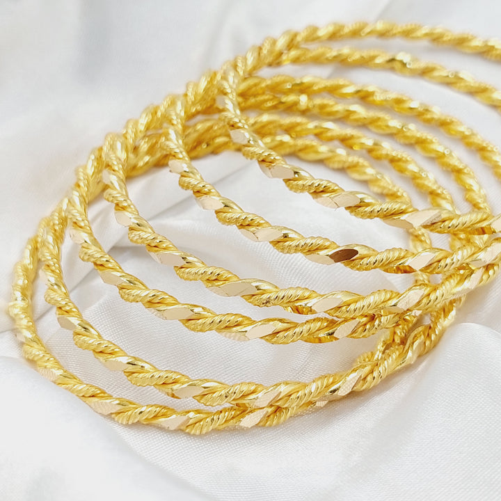 Solid Twisted Bangle Made Of 21K Yellow Gold by Saeed Jewelry-10110