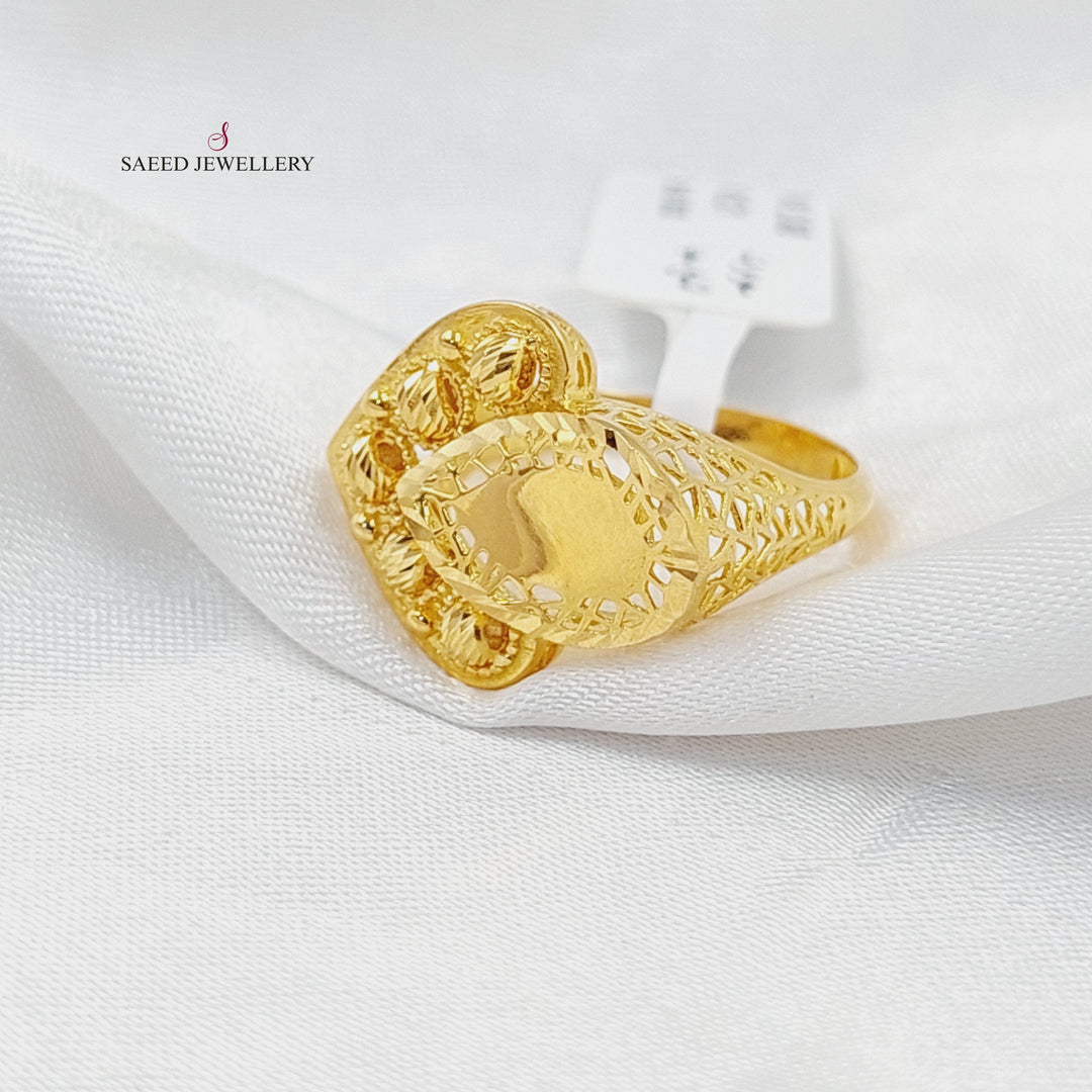Solitaire Ring  Made Of 21K Yellow Gold by Saeed Jewelry-30088