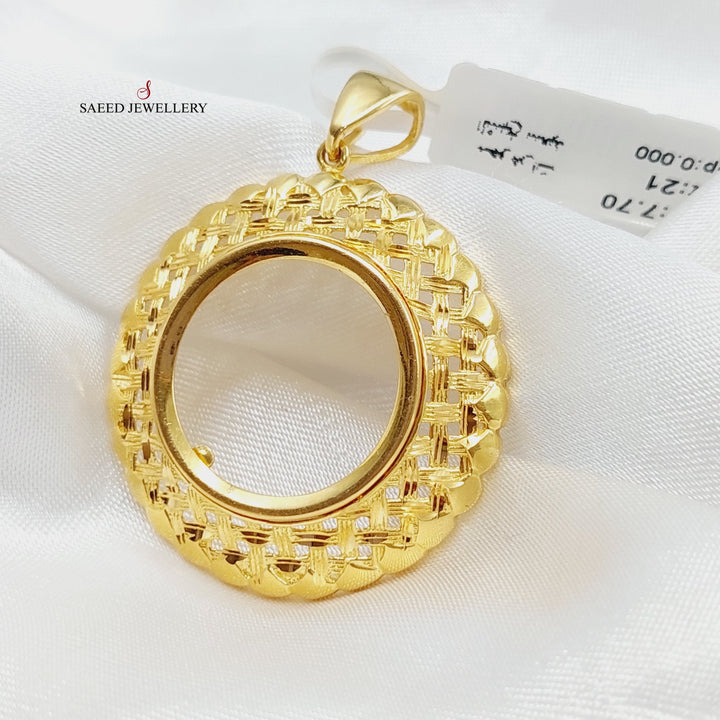 Spike Frame Pendant Made Of 21K Yellow Gold by Saeed Jewelry-27831