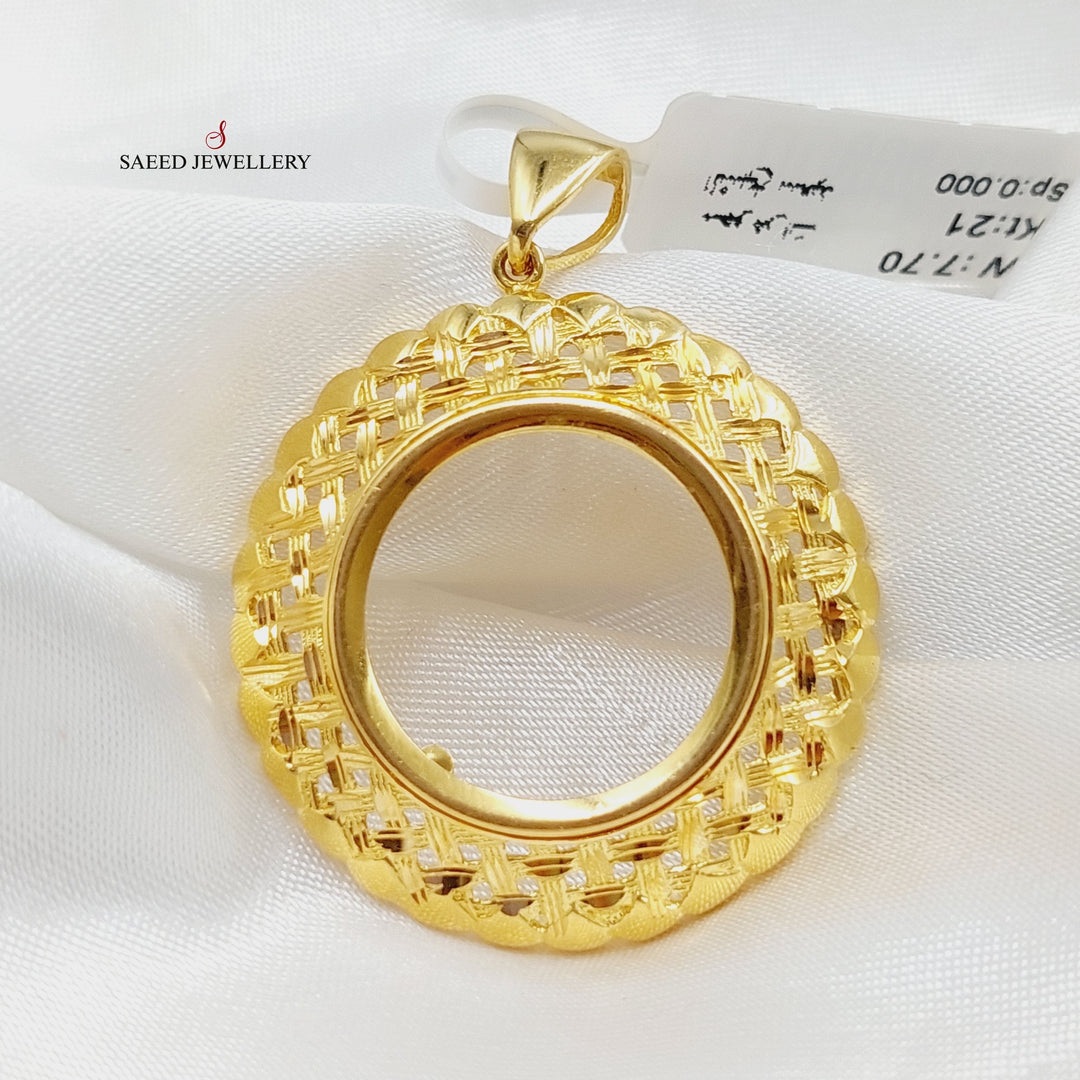 Spike Frame Pendant Made Of 21K Yellow Gold by Saeed Jewelry-27831