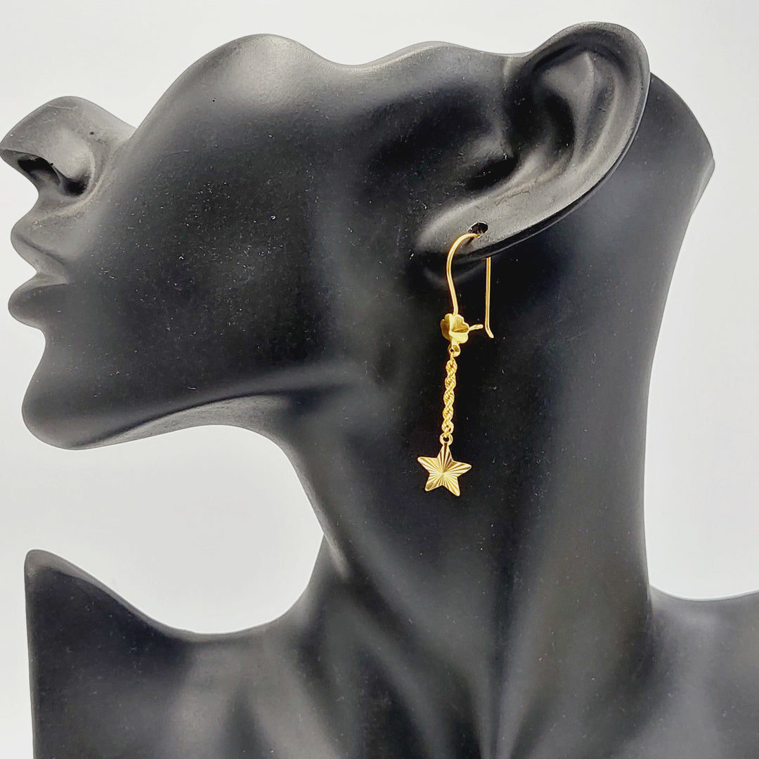 Star Earrings  Made of 21K Yellow Gold by Saeed Jewelry-30807