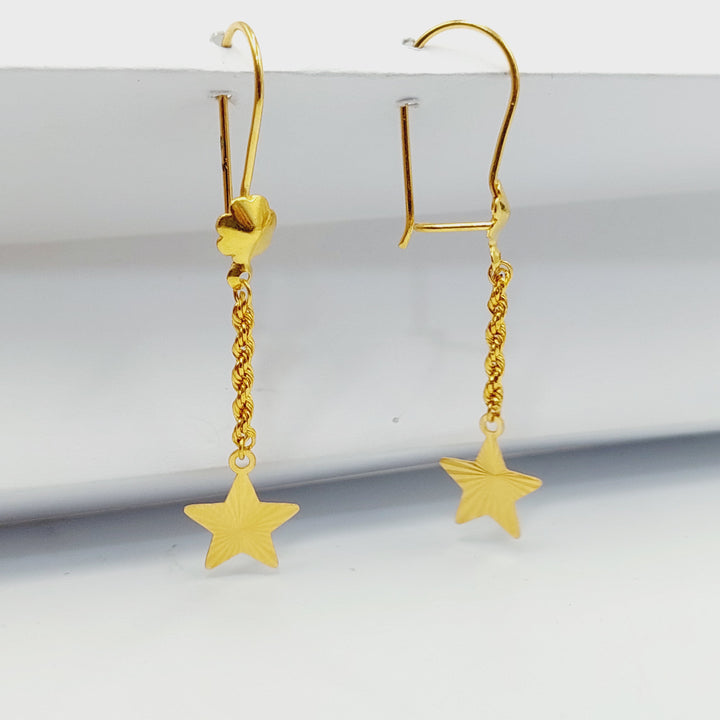 Star Earrings  Made of 21K Yellow Gold by Saeed Jewelry-30807