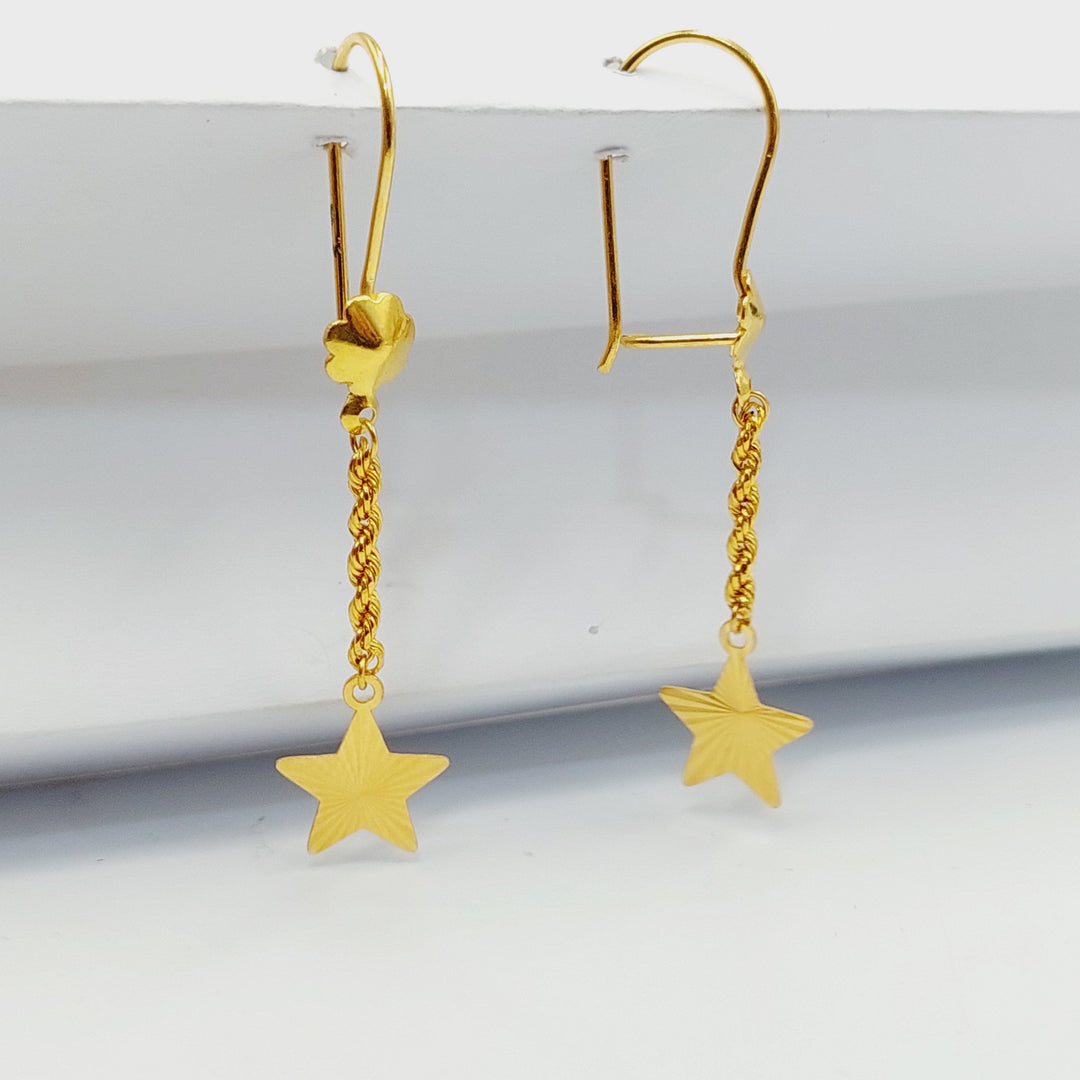 Star Earrings  Made of 21K Yellow Gold by Saeed Jewelry-30809