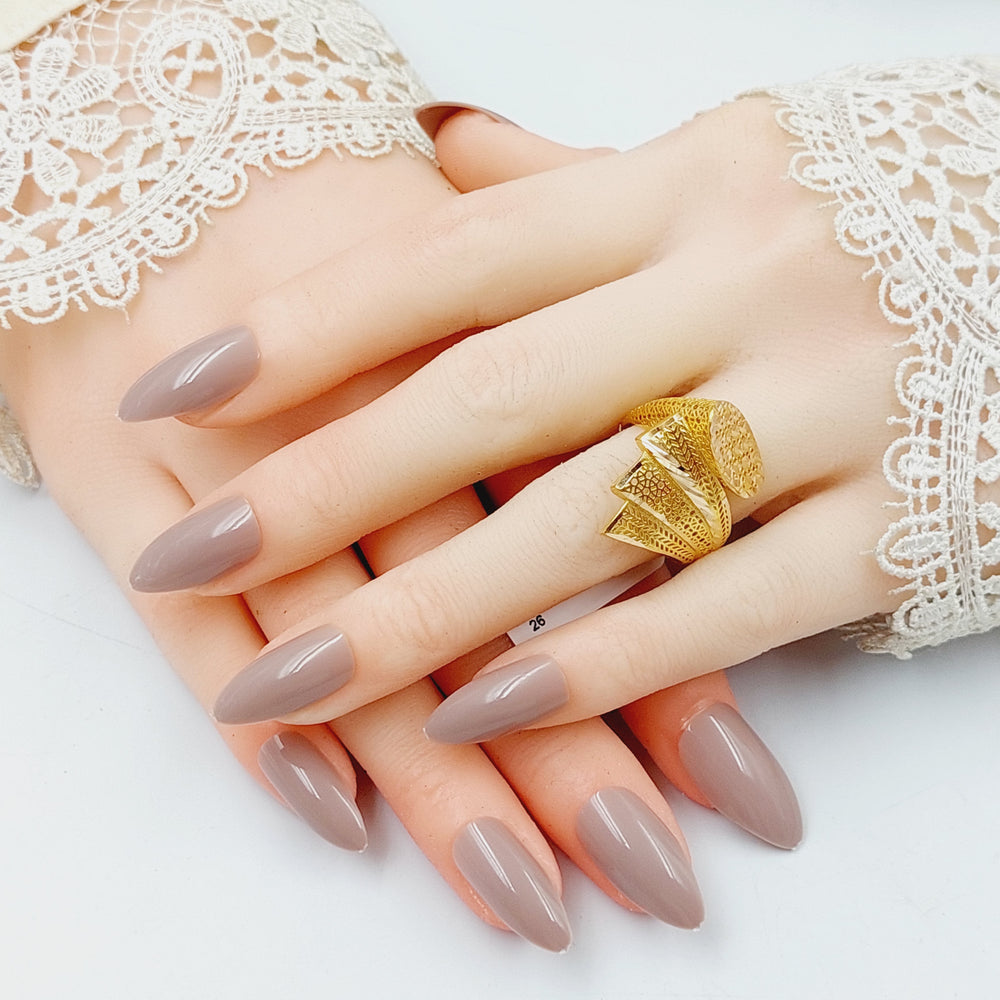 Triangles Oval Ring  Made Of 21K Yellow Gold by Saeed Jewelry-28933