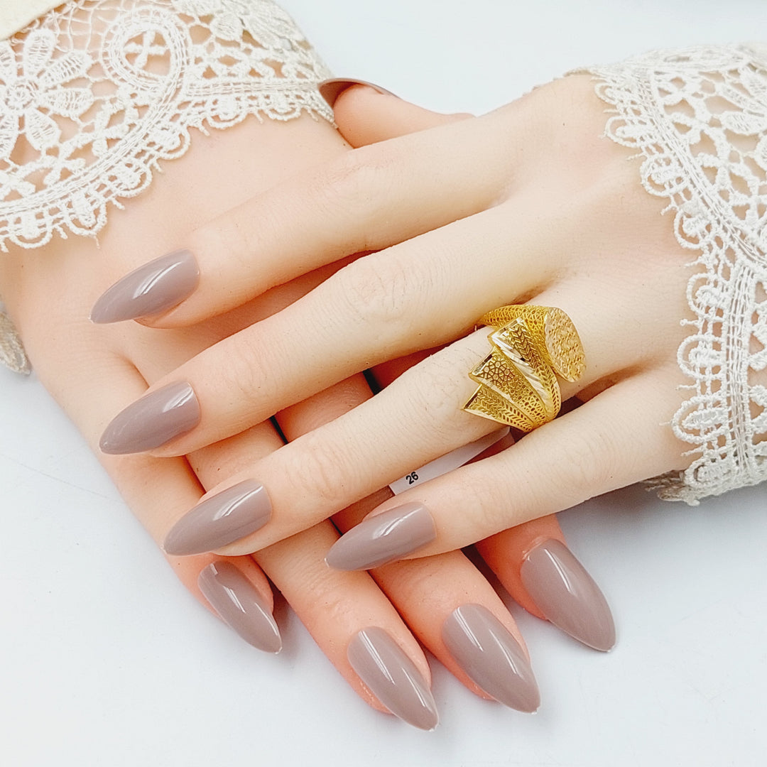 Triangles Oval Ring  Made Of 21K Yellow Gold by Saeed Jewelry-28933
