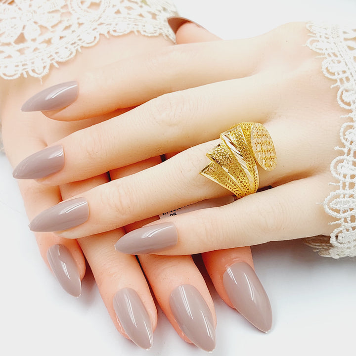 Triangles Oval Ring  Made Of 21K Yellow Gold by Saeed Jewelry-28933