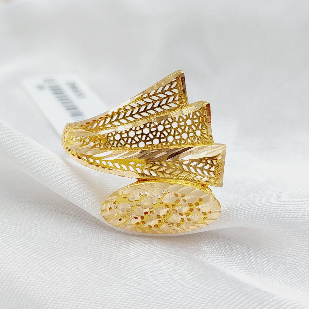 Triangles Oval Ring  Made Of 21K Yellow Gold by Saeed Jewelry-28933