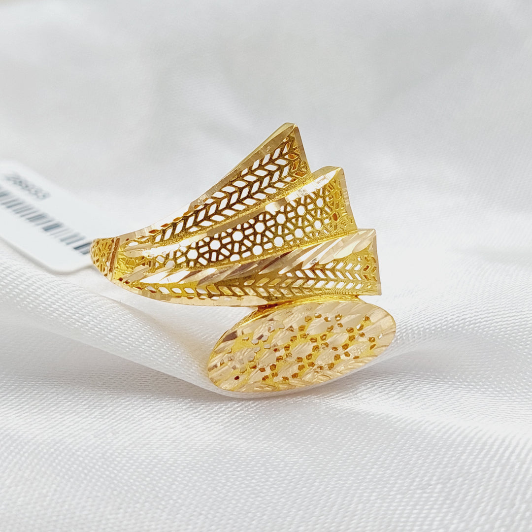 Triangles Oval Ring  Made Of 21K Yellow Gold by Saeed Jewelry-28933