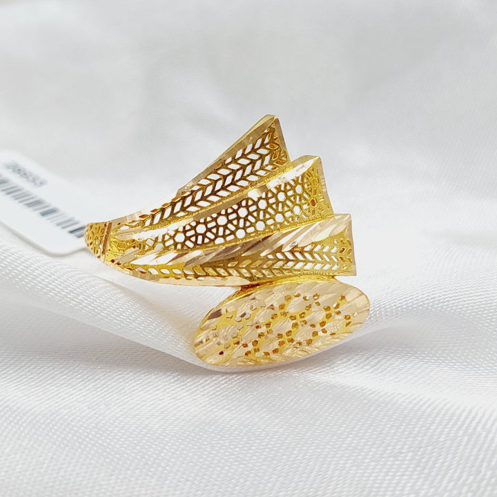 Triangles Oval Ring  Made Of 21K Yellow Gold by Saeed Jewelry-28933