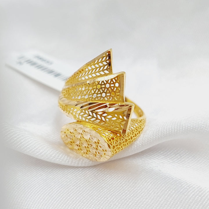 Triangles Oval Ring  Made Of 21K Yellow Gold by Saeed Jewelry-28933