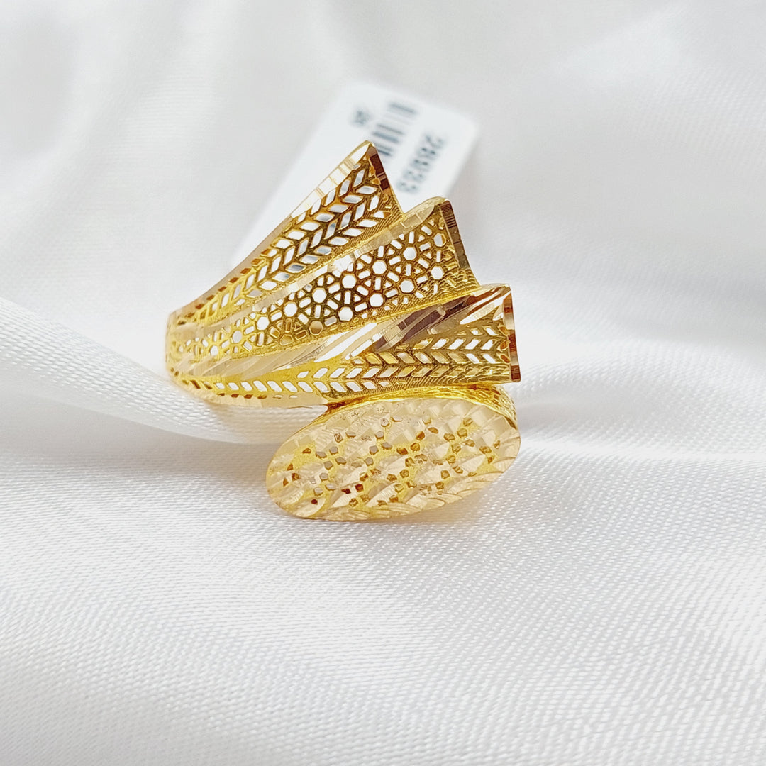 Triangles Oval Ring  Made Of 21K Yellow Gold by Saeed Jewelry-28933