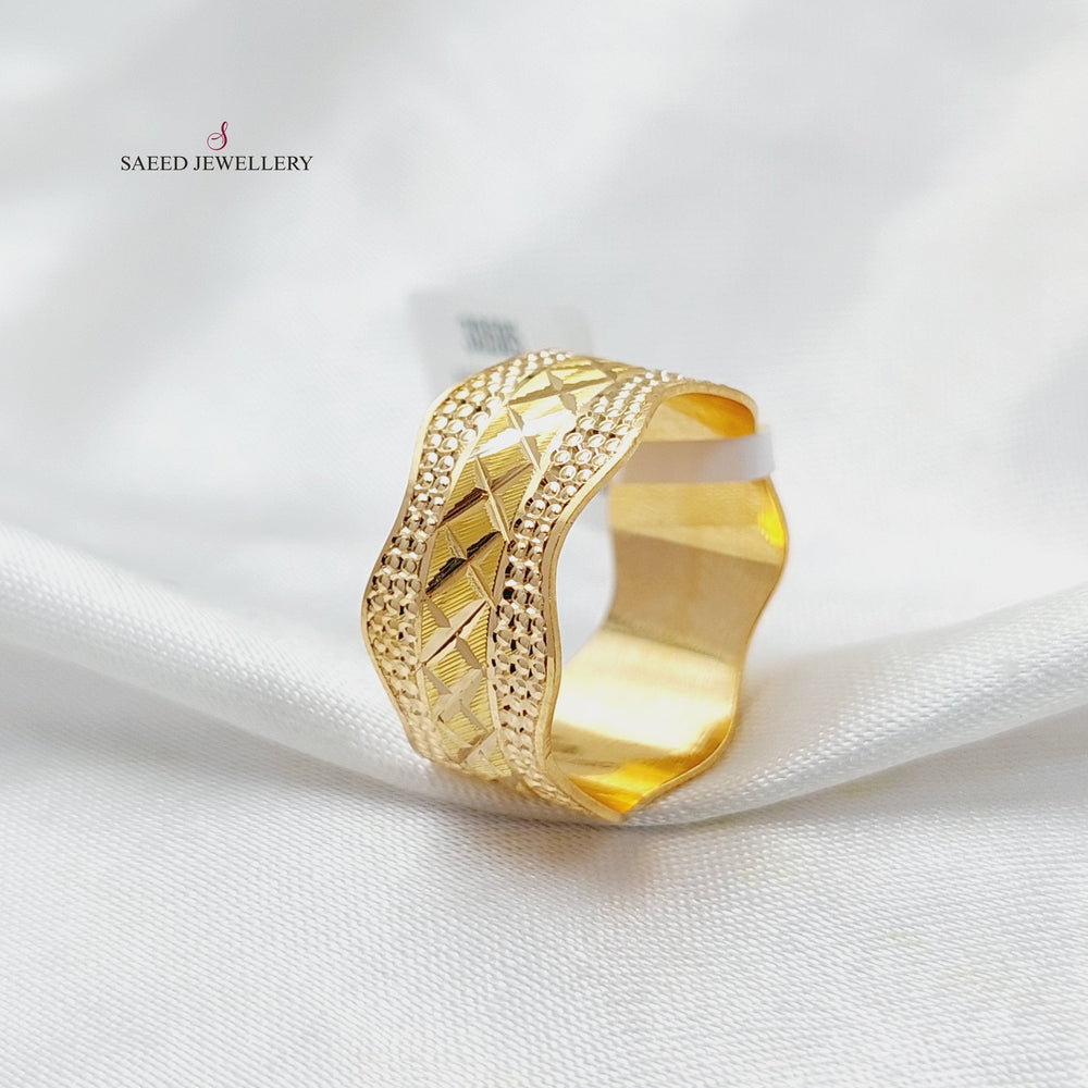Waves CNC Wedding Ring  Made Of 21K Yellow Gold by Saeed Jewelry-30584