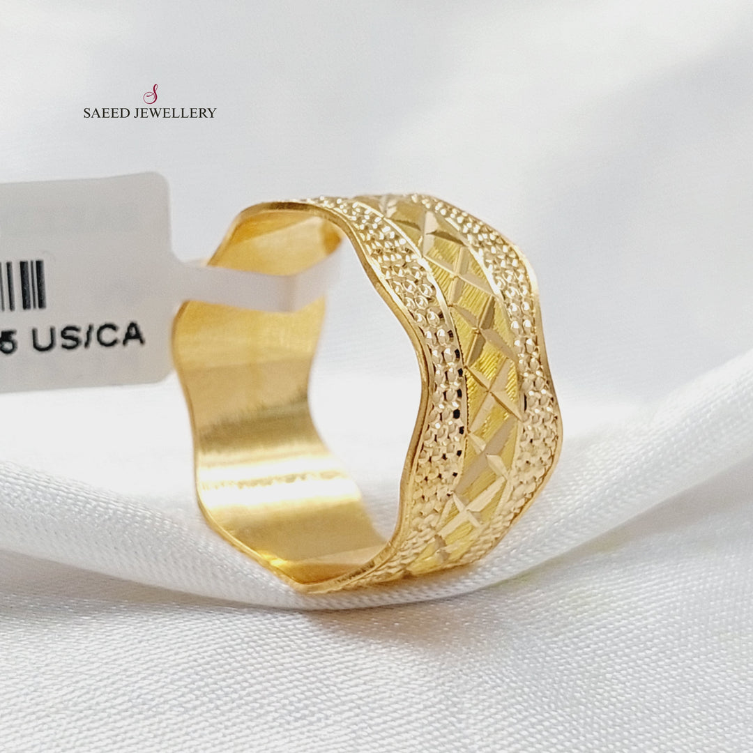 Waves CNC Wedding Ring  Made Of 21K Yellow Gold by Saeed Jewelry-30584