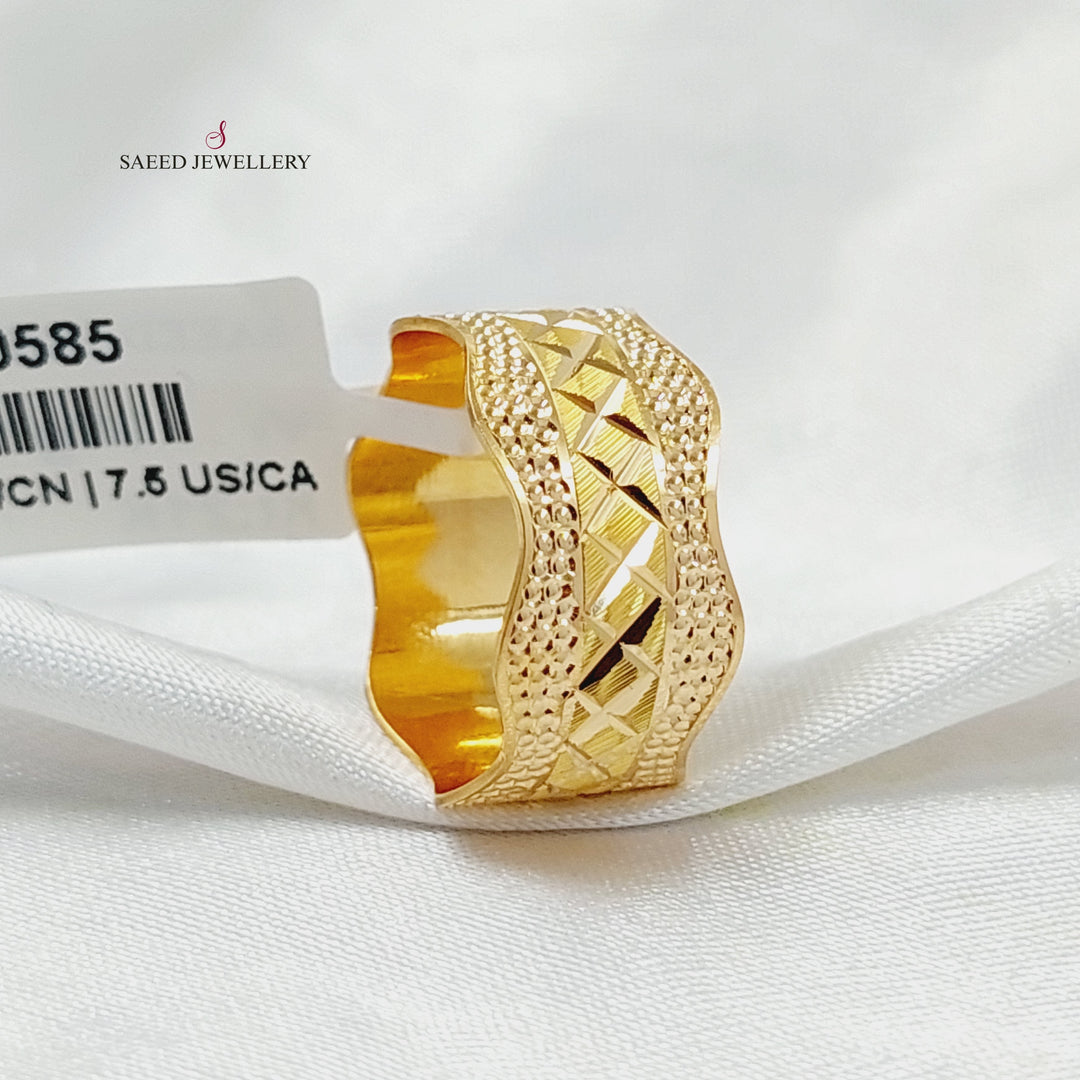 Waves CNC Wedding Ring  Made Of 21K Yellow Gold by Saeed Jewelry-30584