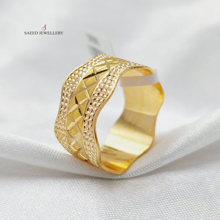 Waves CNC Wedding Ring  Made Of 21K Yellow Gold by Saeed Jewelry-30584