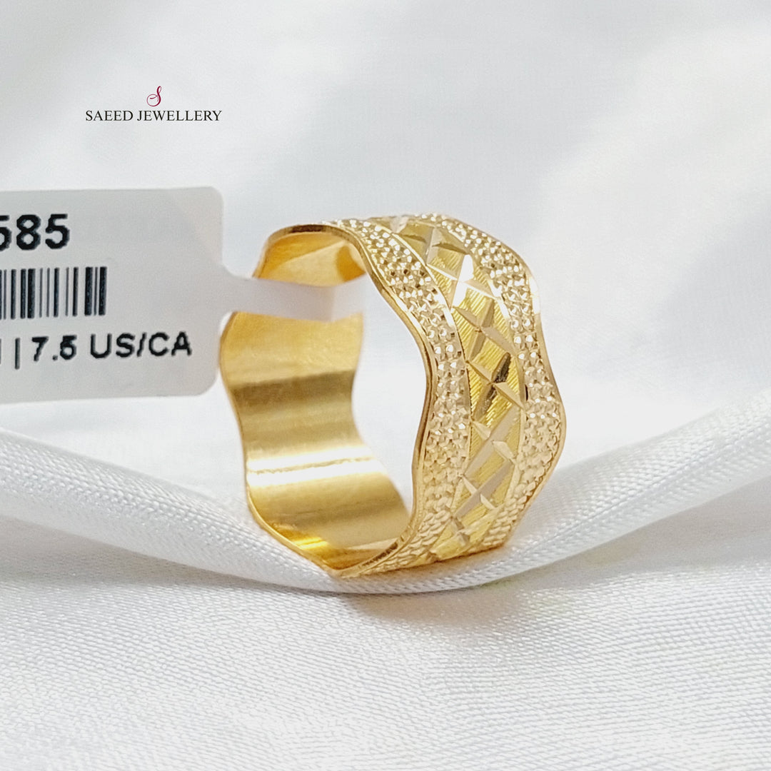 Waves CNC Wedding Ring  Made Of 21K Yellow Gold by Saeed Jewelry-30584