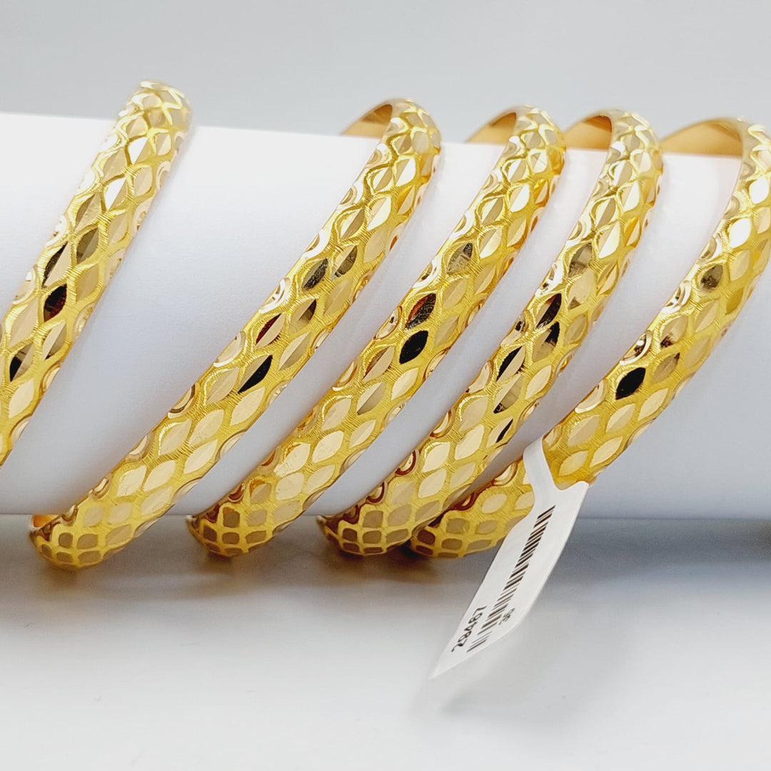 Wide CNC Bangle  Made Of 21K Yellow Gold by Saeed Jewelry-29462