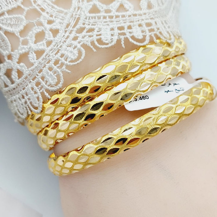 Wide CNC Bangle  Made Of 21K Yellow Gold by Saeed Jewelry-29462