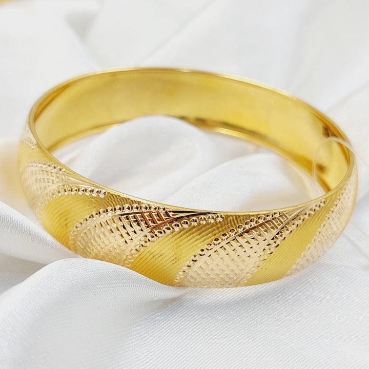 Wide Engraved Bangle  Made of 21K Yellow Gold by Saeed Jewelry-30791