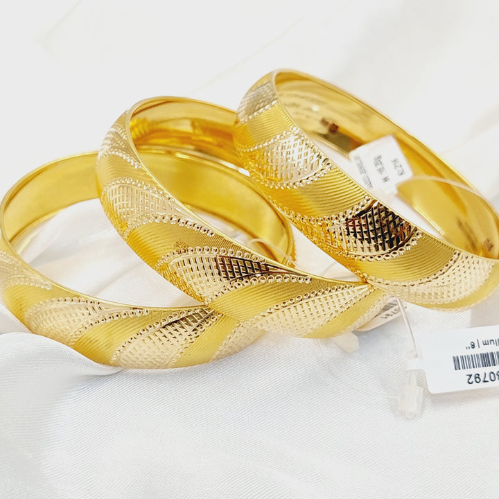 Wide Engraved Bangle  Made of 21K Yellow Gold by Saeed Jewelry-30791