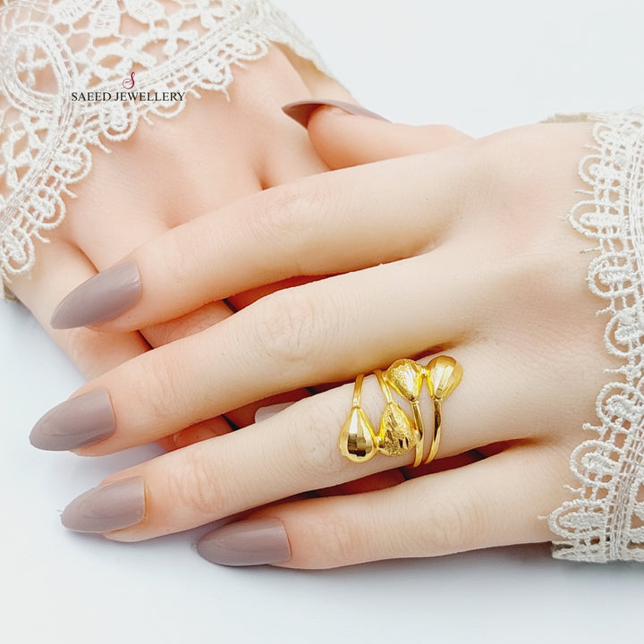 Wide Tears Ring  Made Of 21K Yellow Gold by Saeed Jewelry-29482