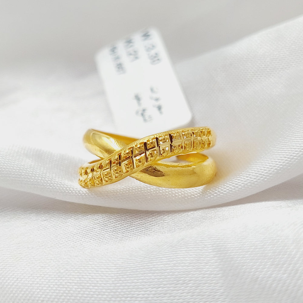 X Style Ring  Made Of 21K Yellow Gold by Saeed Jewelry-28716