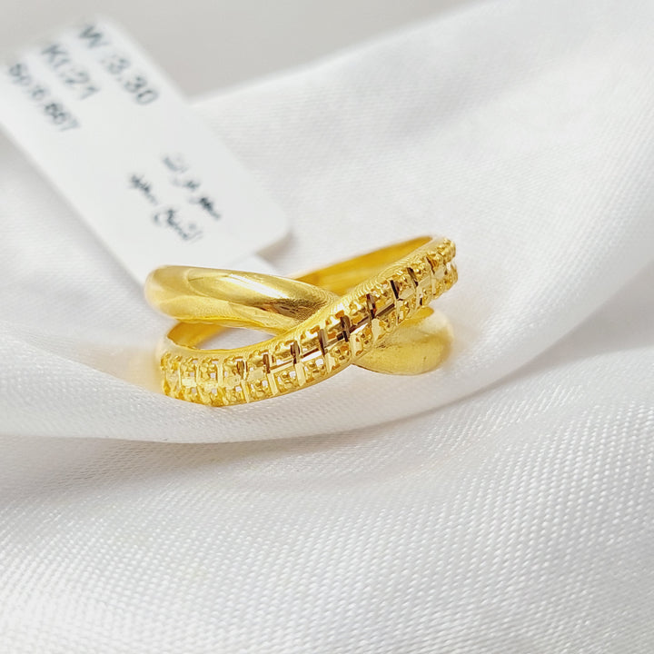 X Style Ring  Made Of 21K Yellow Gold by Saeed Jewelry-28716