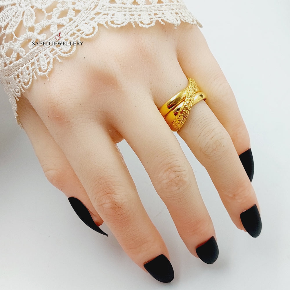 X Style Ring  Made Of 21K Yellow Gold by Saeed Jewelry-28717