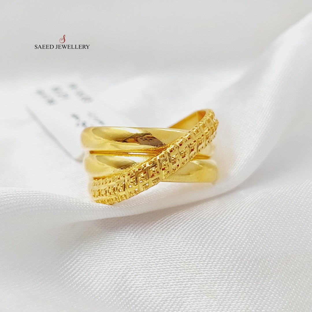 X Style Ring  Made Of 21K Yellow Gold by Saeed Jewelry-28717