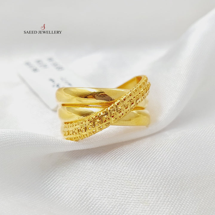 X Style Ring  Made Of 21K Yellow Gold by Saeed Jewelry-28717